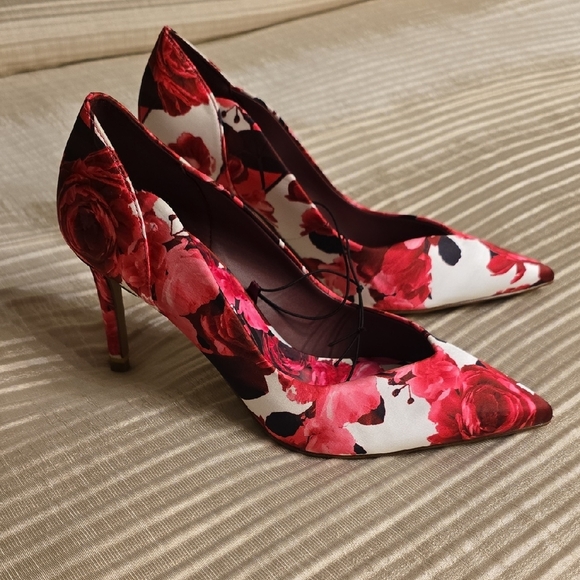 Ted Baker Floral Red, Pink, and White Heels - Picture 1 of 12